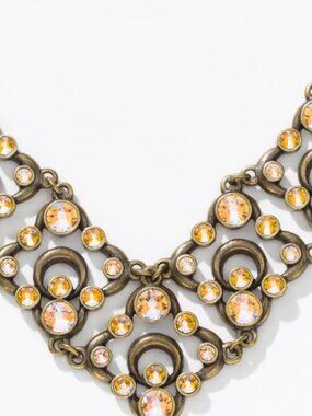 Touchstone Crystal By Swarovski Shimmer V Necklace, Antique